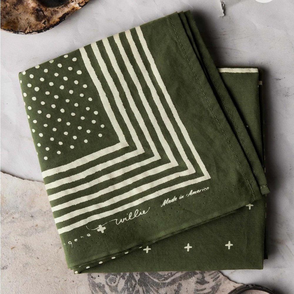 Imogene and Willie Olive Green Vintage Bandana NWOT - Picture 4 of 5